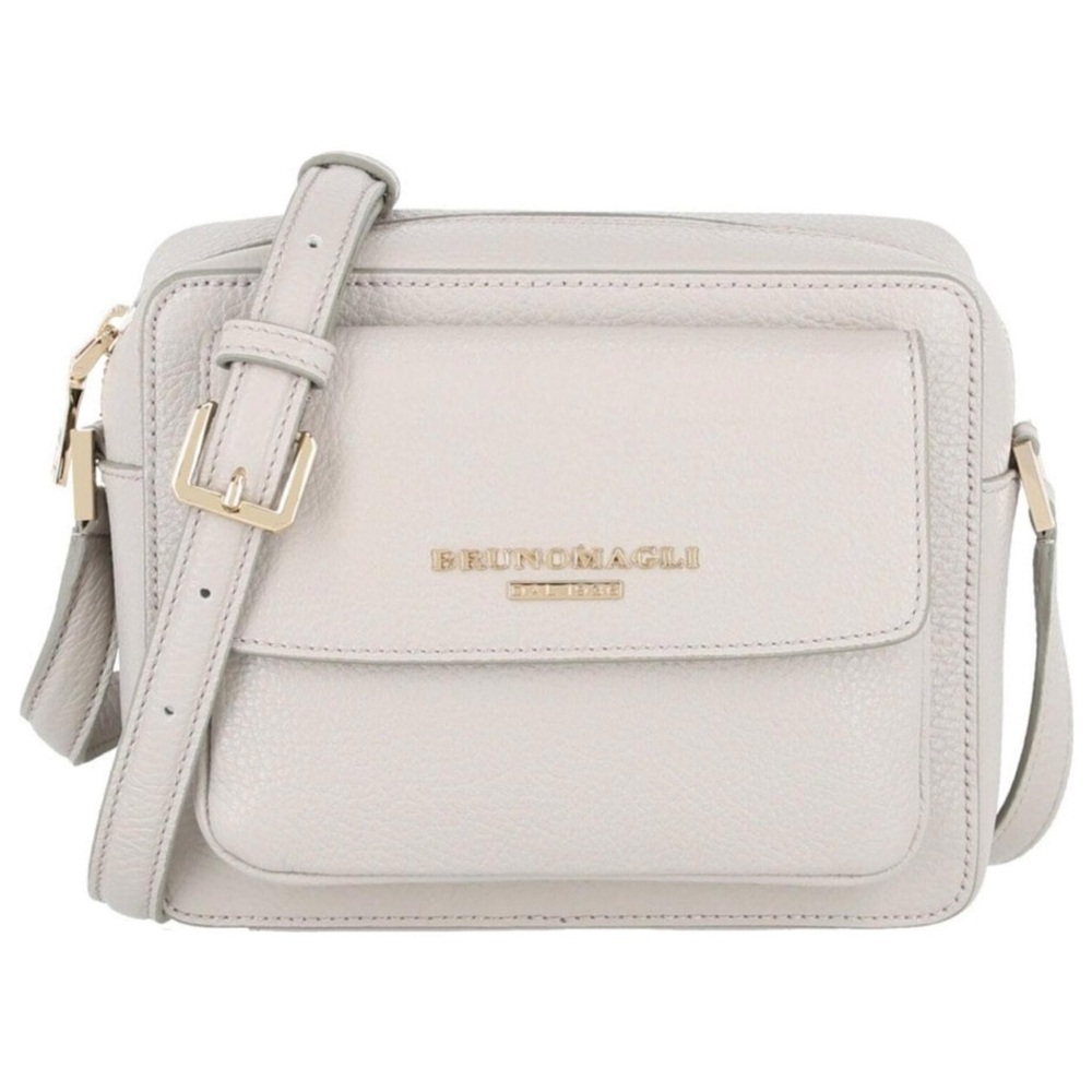 Bruno Magli Pebbled Leather Insignia Camera Bag Grey
